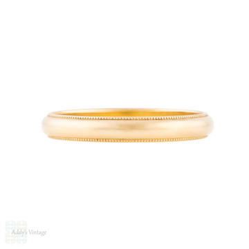 Classic Vintage 14k Gold Milgrain Edge Wedding Ring, Size P / 7.75.