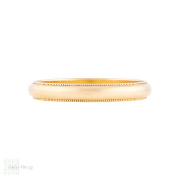 Classic Vintage 14k Gold Milgrain Edge Wedding Ring, Size P / 7.75.