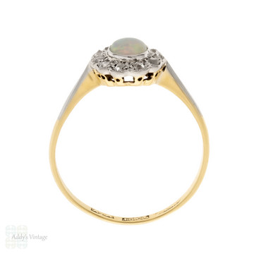 Opal & Diamond Antique Cluster Ring, 18ct & PLAT.