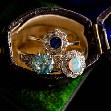 Opal & Diamond Antique Cluster Ring, 18ct & PLAT.