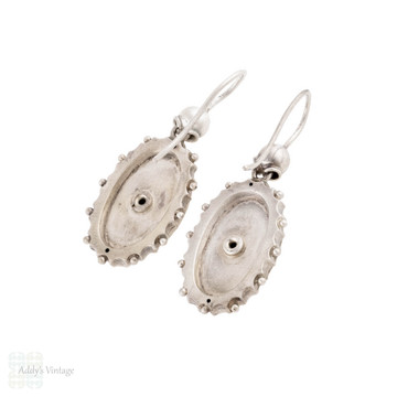 Victorian Aesthetic Sterling Silver & 9ct Gold Drop Earrings.