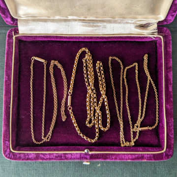 Antique 9ct Gold Trace Chain Necklace with Barrel Clasp. 51.5 cm / 20.25 inches (3.5g).