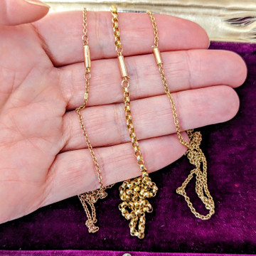 Antique 9ct Rose Gold Trace Chain Necklace with Barrel Clasp. 44.5 cm / 17.5 inches (2.4g).