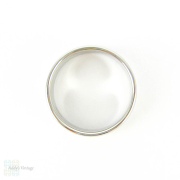 Vintage Men's Heavy Platinum Wedding Ring. Wide Simple D Shape Profile Platinum Band, 7.25 mm Wide, Size V.5 / 10.75, 15.2 grams.