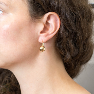 Oversized Vintage 9ct Gold Sphere Earrings, Ball Drop Earrings.