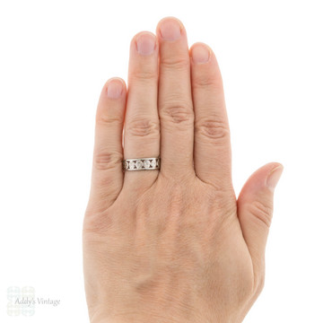 Wide Vintage Engraved Flower Platinum Wedding Band, Size O.5 / 7.5