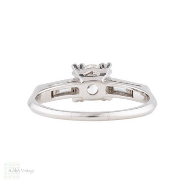 Vintage Platinum Engagement Ring & Wedding Band Set, 1.10ctw 1940s.