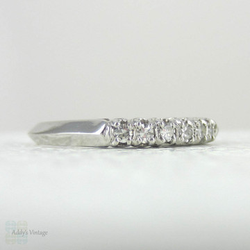 Art Deco 1930s Platinum & Diamond Half Hoop Wedding Ring. Six Stone Ring in U Shaped Prongs with Knife Edge Band. Part of Wedding Set.