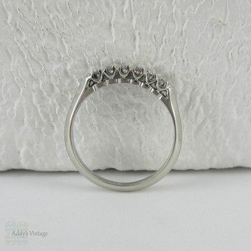 Art Deco 1930s Platinum & Diamond Half Hoop Wedding Ring. Six Stone Ring in U Shaped Prongs with Knife Edge Band. Part of Wedding Set.