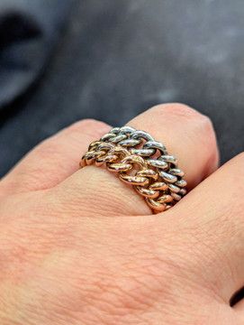 Antique 9ct Gold Curb Link Chain Ring, Size N / 6.75.