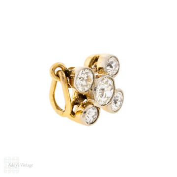 Bezel Set Five Stone Old European Cut Diamond Pendant, 9ct & Platinum.