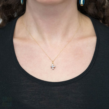 Bezel Set Five Stone Old European Cut Diamond Pendant, 9ct & Platinum.