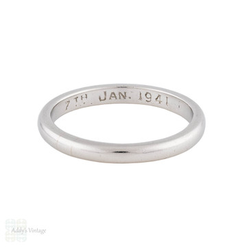 Vintage 1940s Women's Platinum Wedding Ring, Size L / 5.75.