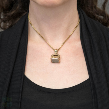 Heavy Antique 15ct Gold Star Coat of Arms Quartz Intaglio Fob.