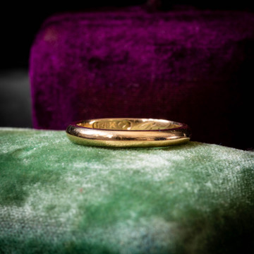 Classic Antique 14k Yellow Gold Wedding Ring, 1918 Inscription, Size N.5 / 7.