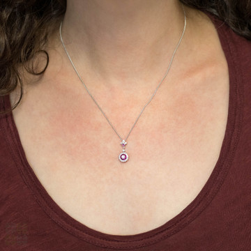 Vintage 18ct White Gold Diamond & Ruby Art Deco Style Target Necklace.