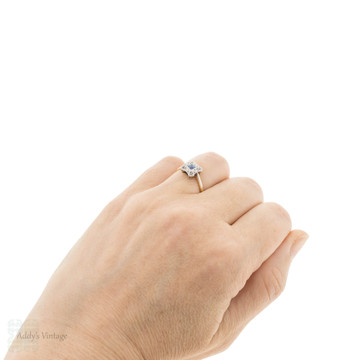 Art Deco Cornflower Blue Sapphire & Diamond Ring, 9ct & PLAT.