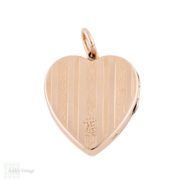 Vintage Heart Shape Locket, 9ct Gold Back & Front.