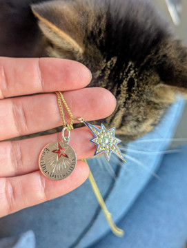 Antique Silver & Enamel Lucky Star Charm.