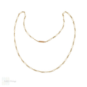 Victorian 9ct Gold Figaro Link Chain with Barrel Clasp, 47 cm / 18.5 inches.