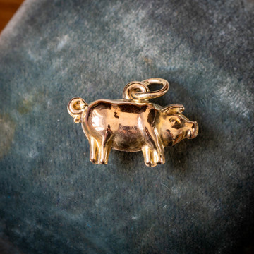 Antique 9ct Victorian Lucky Pig Charm Pendant.