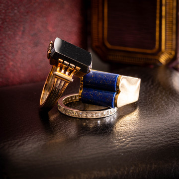 Vintage Lapis Lazuli 14k Retro Saddle Ring.