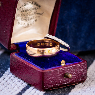 Antique 22ct Gold Wide Men's Wedding Band, Size S / 9.25 (6.5g).