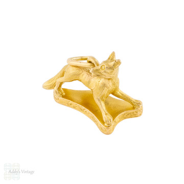 Antique 15ct Gold Fox Charm Pendant.