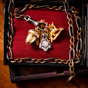 Art Deco Old Cut Diamond & Sapphire Pendant, 18ct White Gold.