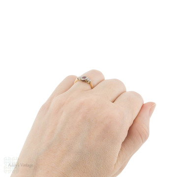 Art Deco Ruby & Diamond Three Stone Ring, 18ct & Platinum.