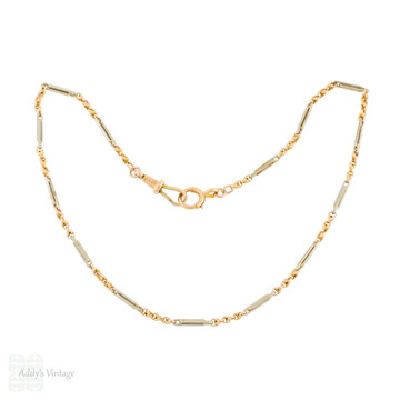 Antique 9ct Gold Bi-Colour Fancy Link Chain, 35 cm.