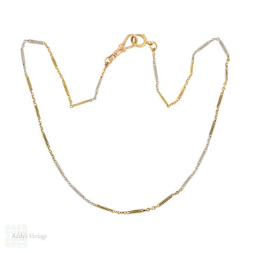 Antique 9ct Yellow & White Gold Fancy Link Chain, 44cm.