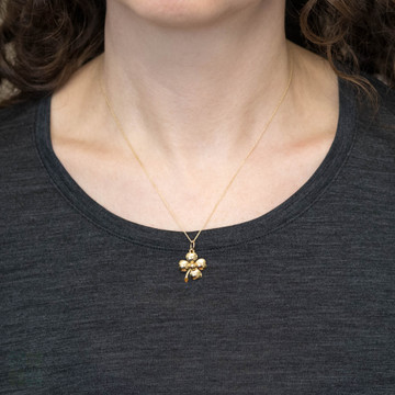 Vintage 9ct Gold Lucky 4 Leaf Clover Charm Pendant.