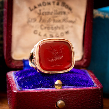 Antique Georgian Intaglio Dove with Olive Branch Carved Carnelian Fob
