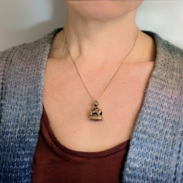 Antique Georgian Intaglio Dove with Olive Branch Carved Carnelian Fob