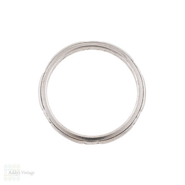 Art Deco Slender Flower Engraved Platinum Wedding Ring, Size L.5 / 6. 