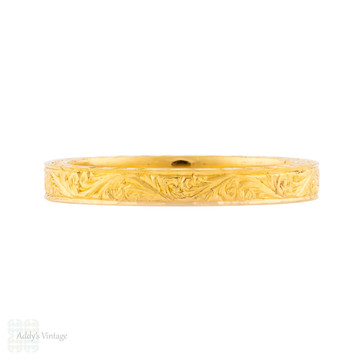 Vintage 22ct Gold Engraved Scroll Pattern Wedding Ring, Size L / 5.75.