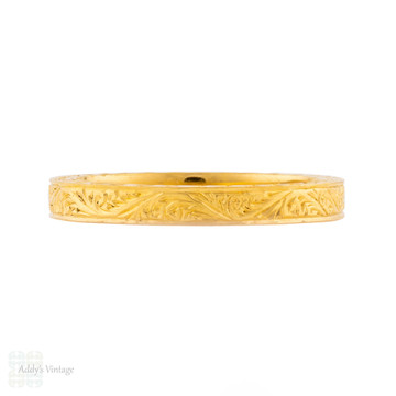 Vintage 22ct Gold Engraved Scroll Pattern Wedding Ring, Size L / 5.75.