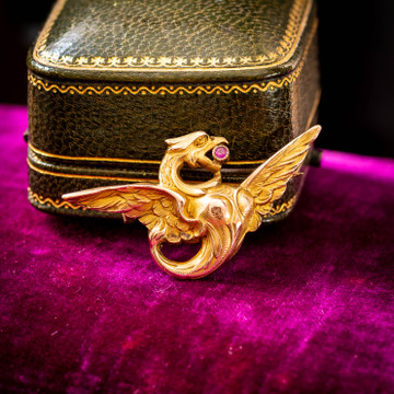 Antique Art Nouveau Phoenix Brooch by Oria.
