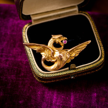 Antique Art Nouveau Phoenix Brooch by Oria.
