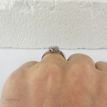Old European Cut Diamond Engagement Ring. Art Deco Toi et Moi, Bypass, Twist Style Diamond Ring in 18 Carat White Gold.