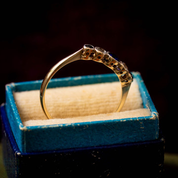 Antique Five Stone Sapphire Ring, 9ct & Platinum.