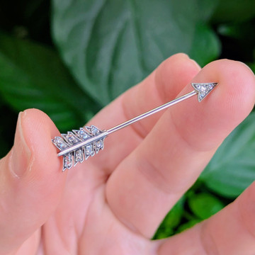Victorian Rose Cut Diamond Arrow  Antique Jabot Pin Brooch, 15ct & Silver.
