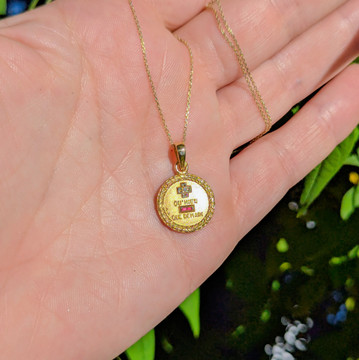 Vintage Laurel  Design French Qu'Hier Que Demain 18ct Gold Ruby & Diamond Augis Pendant.