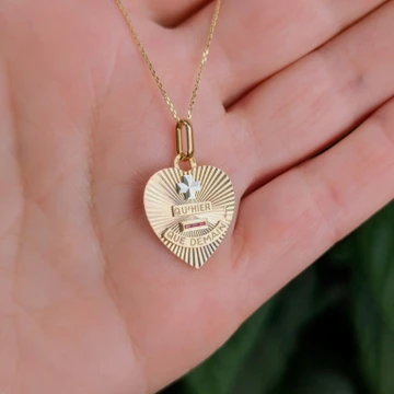 Vintage Qu'Hier Que Demain 18ct Gold French Love Heart Ruby Augis Pendant.