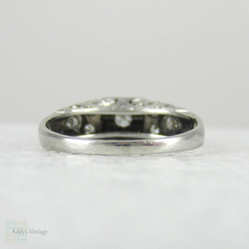 Art Deco Platinum Diamond Engagement Ring. Transitional Cut Diamond in Stepped Design Filigree Setting, 1930s.