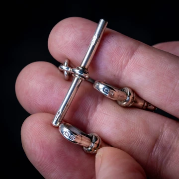Sterling Silver Antique Fancy Link Double Albert Chain Necklace, 42.5 cm.