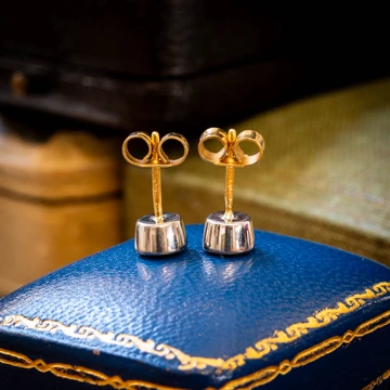 Vintage Diamond Stud Earrings, 0.75ctw in 18ct Two Tone Gold.