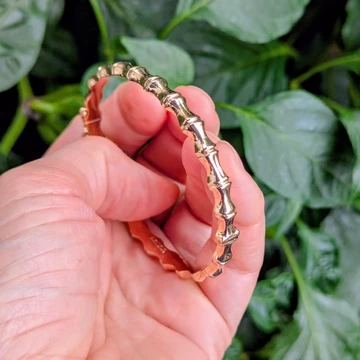 Vintage 9 Carat Yellow Gold Bamboo Bangle Bracelet, Mid Century.