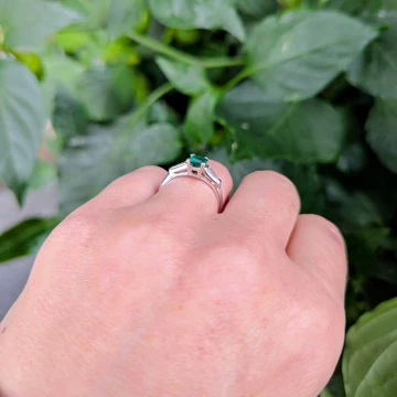 Vintage Platinum Set Emerald & Diamond Engagement Ring, Circa 1950s.
